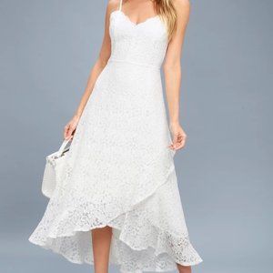 NWT Lulu's Saunter Along White Lace Midi Dress XS